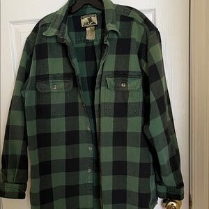 Field & Stream Green and Black Plaid Shirt